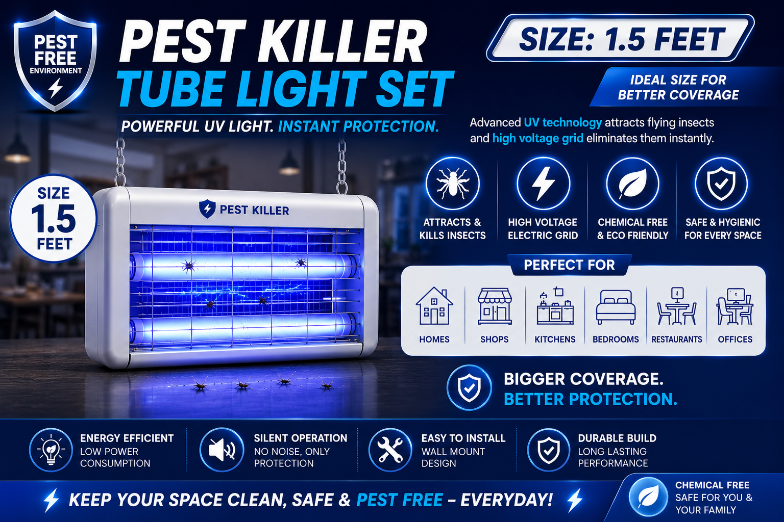 Pest Killer Tube Light 1.5 Feet (image for) Pest Killer Tube Light 1.5 Feet